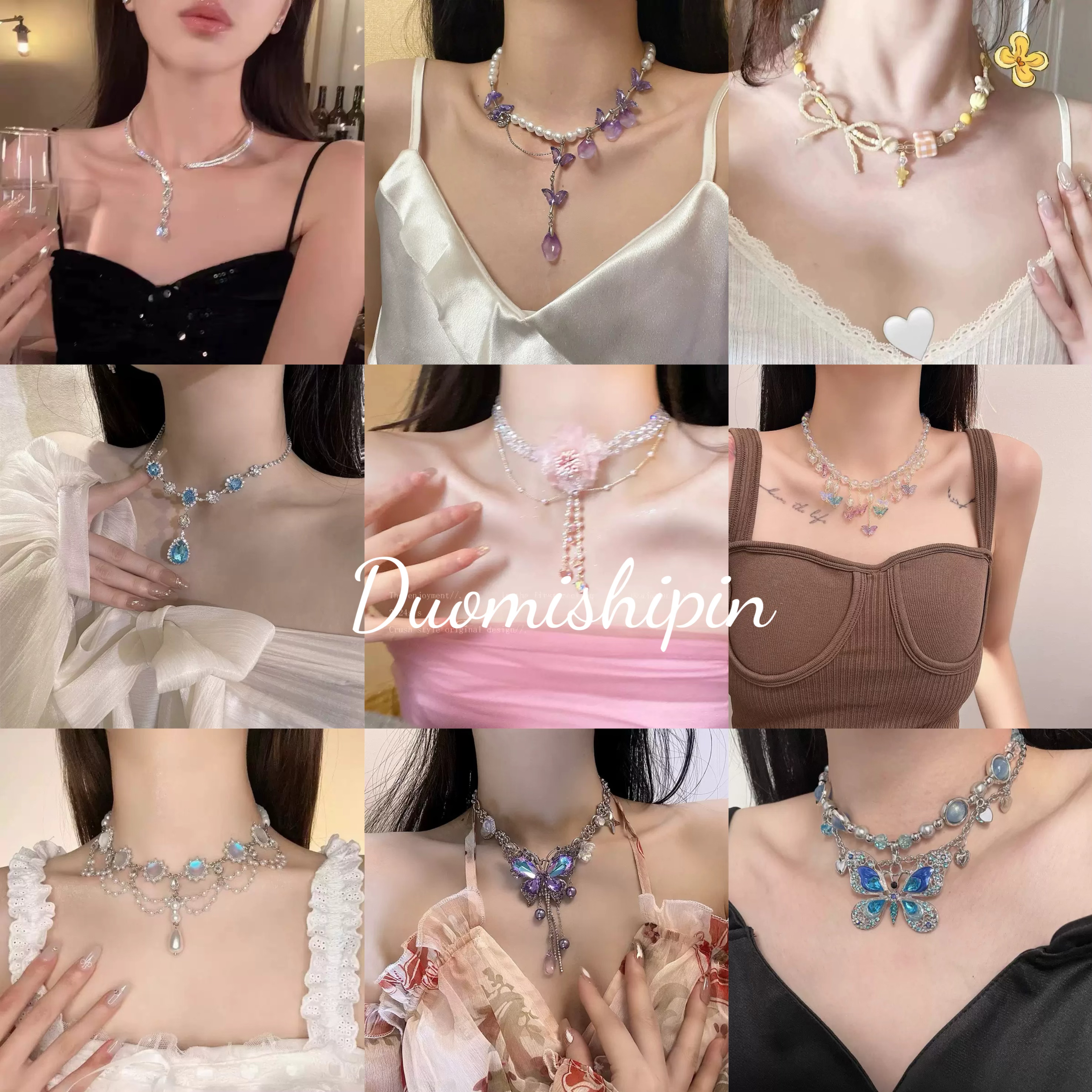 钛钢锆石项链 【项链】春夏新款高级感重工精美项链