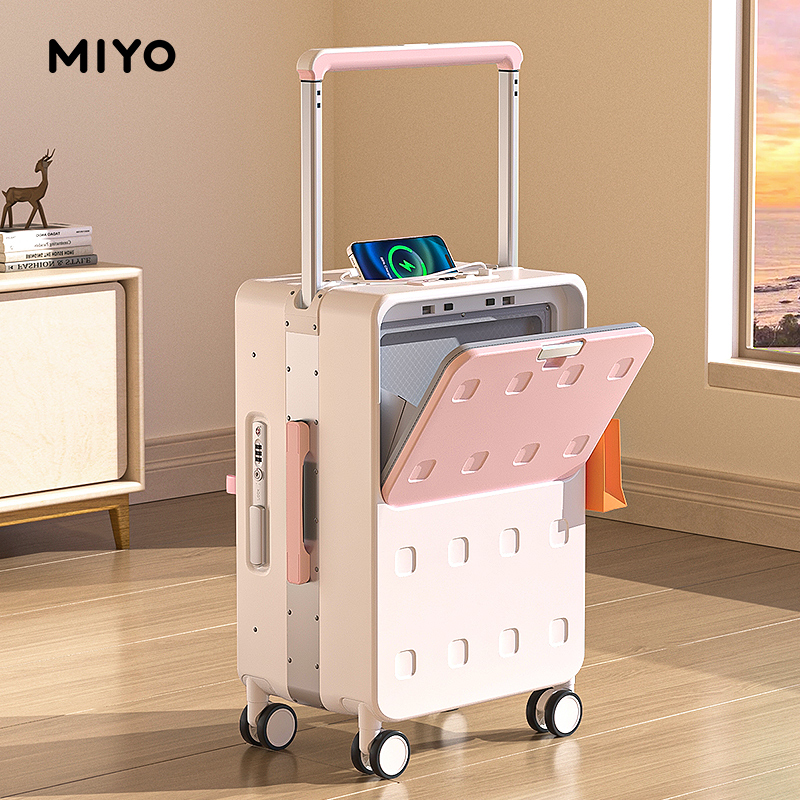MIYO前开口行李箱19分侧开旅行箱宽拉杆大容量拉杆20寸登机箱铝框