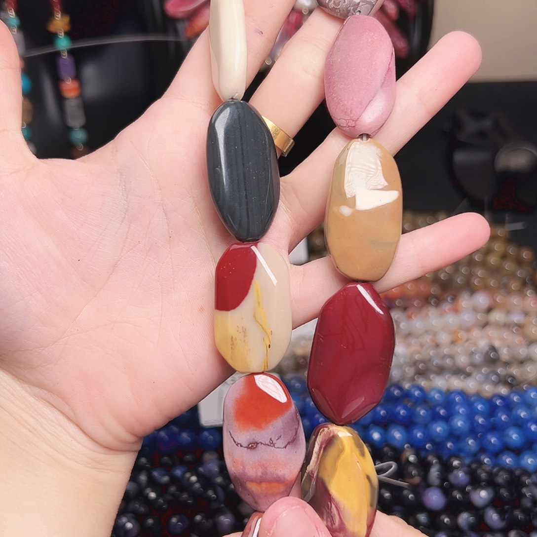 玛瑙/玉髓合金珠宝半成品x346 20m 切面复古玛瑙一条