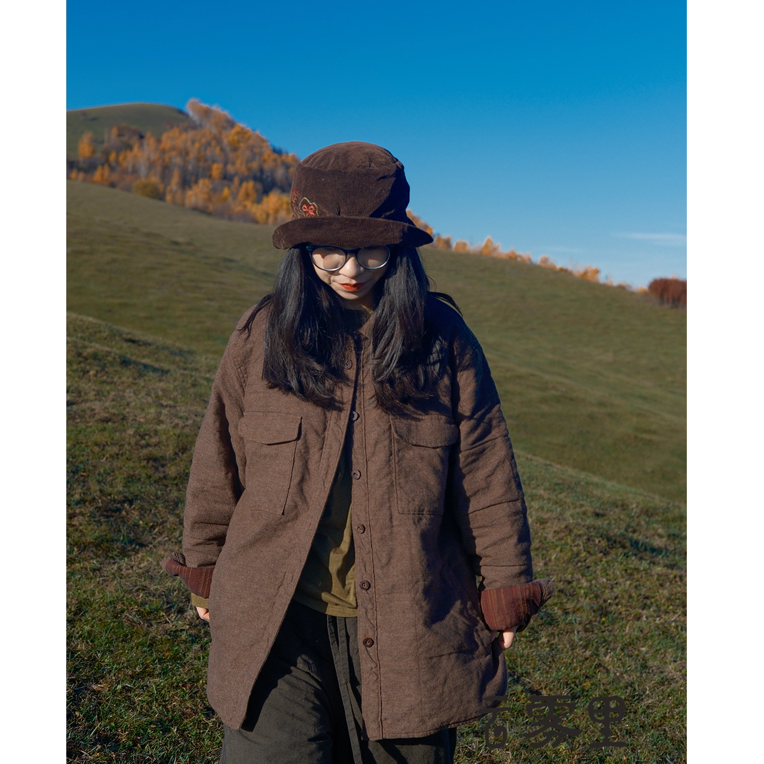 云雾里6131#3M新雪丽棉羊毛亚麻混纺休闲保暖短款棉衣棉服外套冬