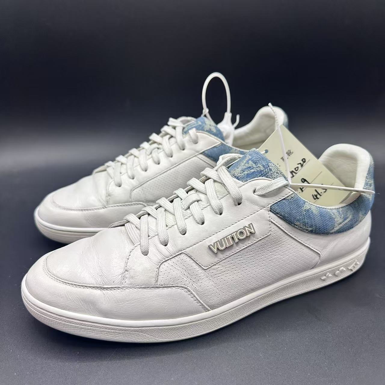 95新 LouisVuitton/路易威登 男士白色牛仔板鞋41.5码 xh020