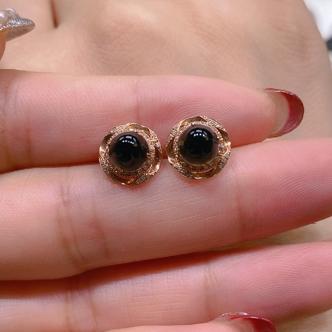 翡翠耳饰18K金镶嵌耳饰