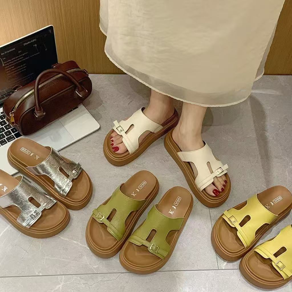 夏款法式拖鞋女新款配裙子仙女风透气拖鞋22-55