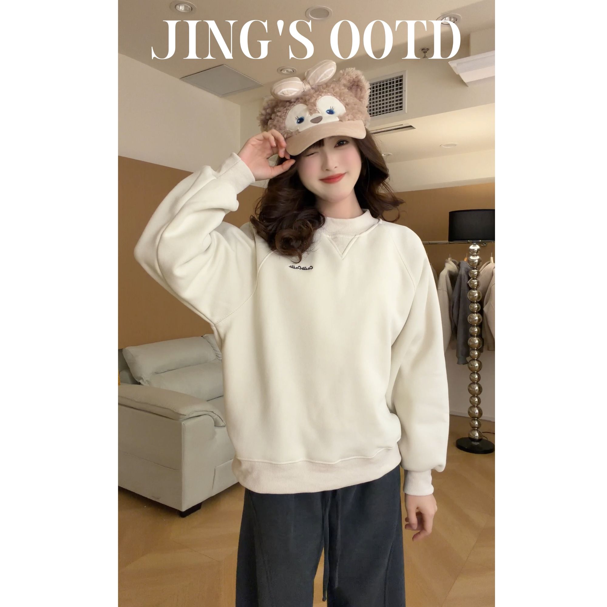 加绒加厚2025新款长袖老钱风上衣圆领INS风休闲风秋冬卫衣7506