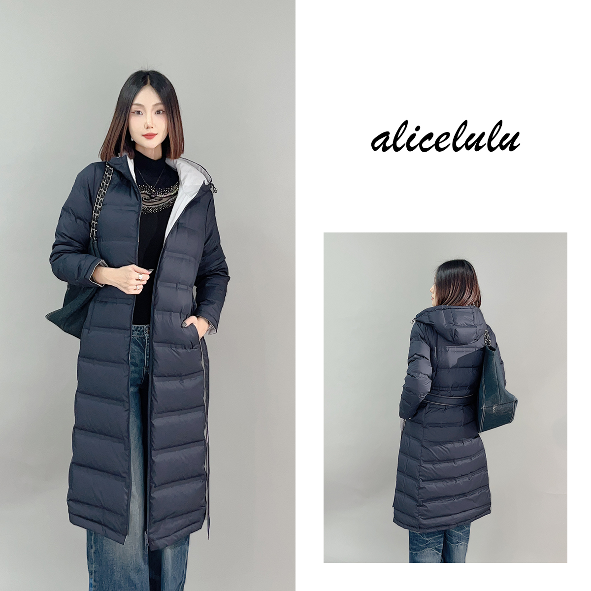 4 alicelulu 北境羽绒服  横条绗线 保暖鸭绒 S2140592Tr