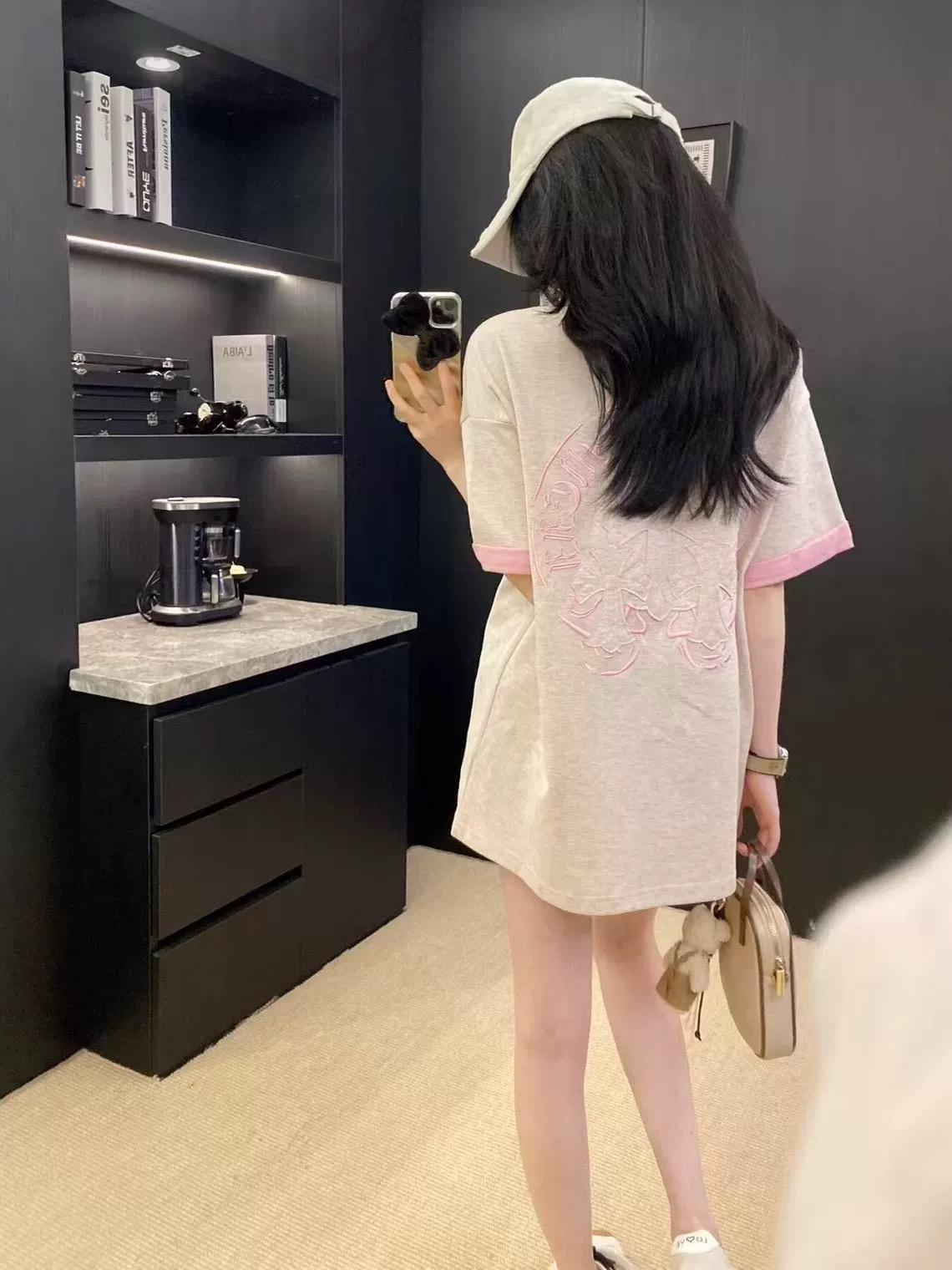 Y贴布刺绣撞色设计重工男女同款潮牌T恤女宽松手工1887GG