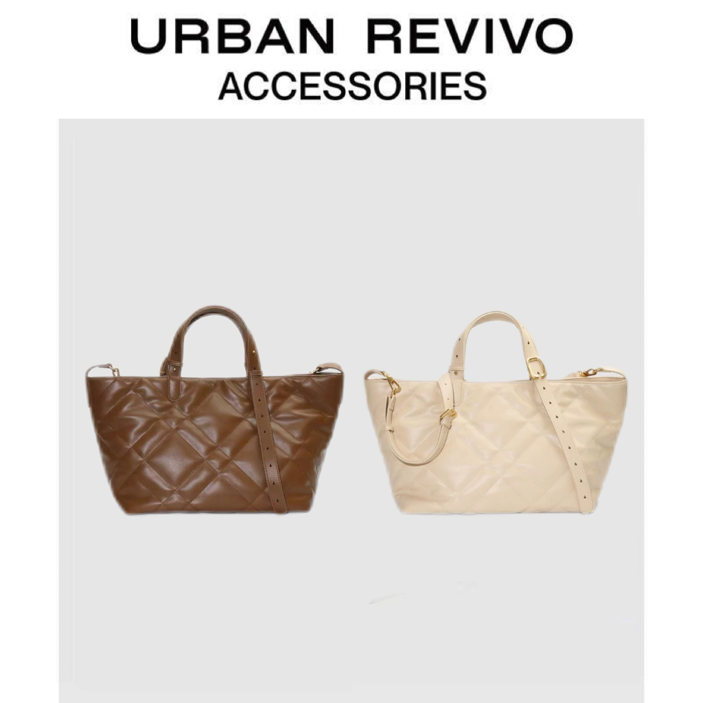 URBAN REVIVO2025秋季新款女士菱格单肩斜挎包UAWB50241+