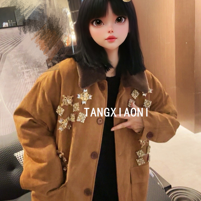  订单出【月中金桂】加厚咖色毛领外套  