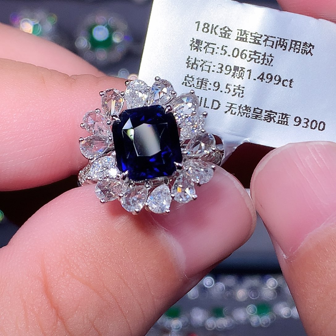 戒指蓝宝石18K金镶嵌