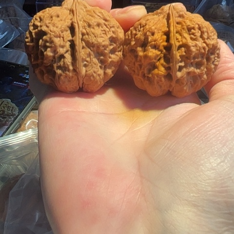 文玩核桃把件老款鼻烟壶带彩46