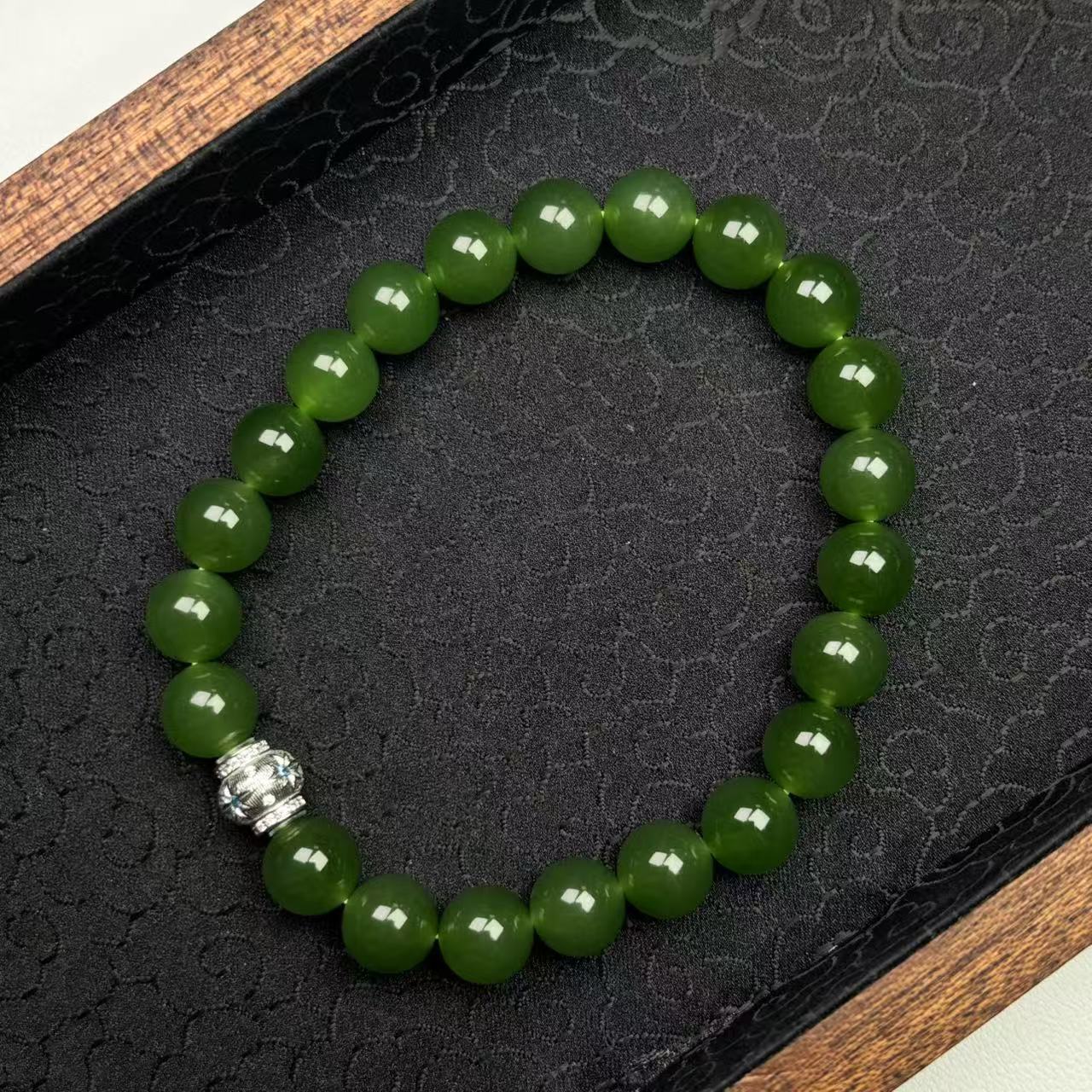 【非遗珍宝】S925和田碧玉手串约7.5mm（多样性发其一）