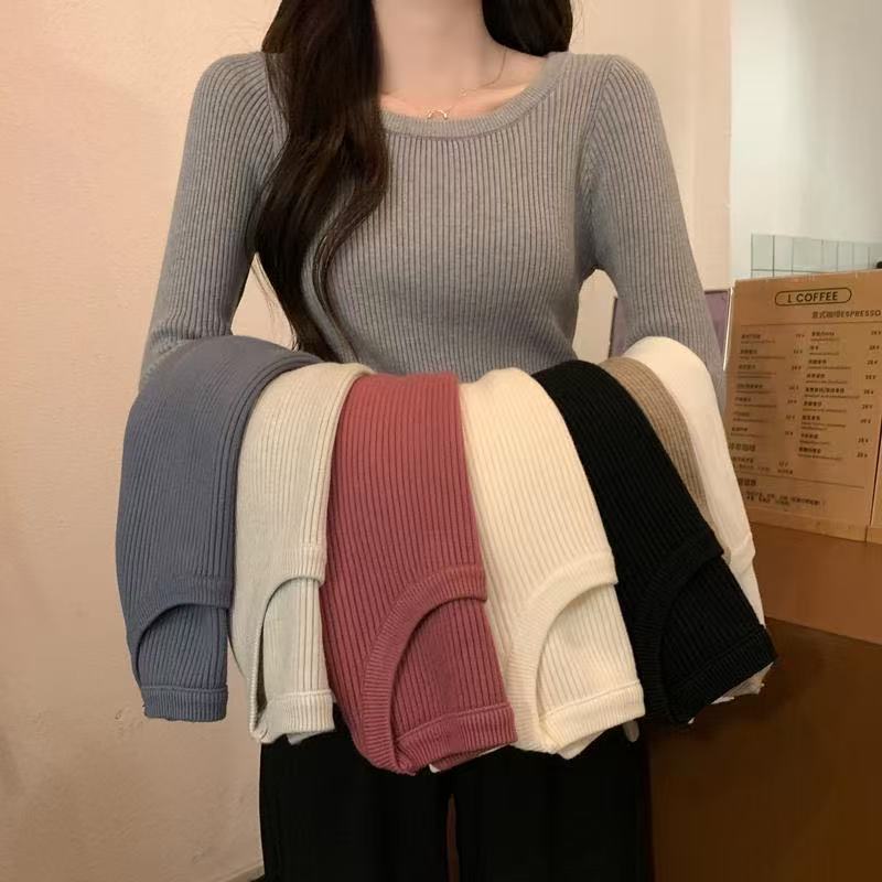 长袖圆领女不起球高领打底衫毛针织衫通勤风韩版紧身