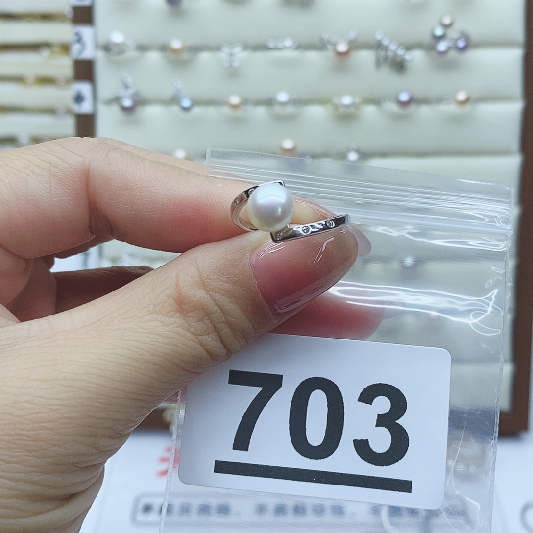 淡水珍珠戒指银S925镶嵌财***来703