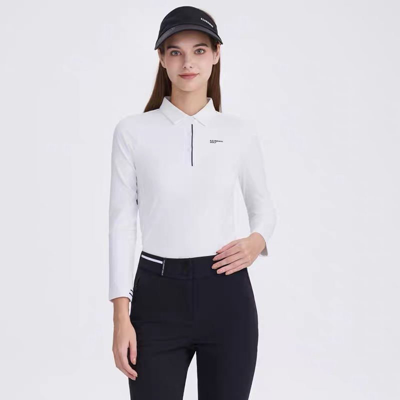 AW乐为高尔夫服装女士长袖上衣秋冬新款翻领时尚简约运动球衣女装