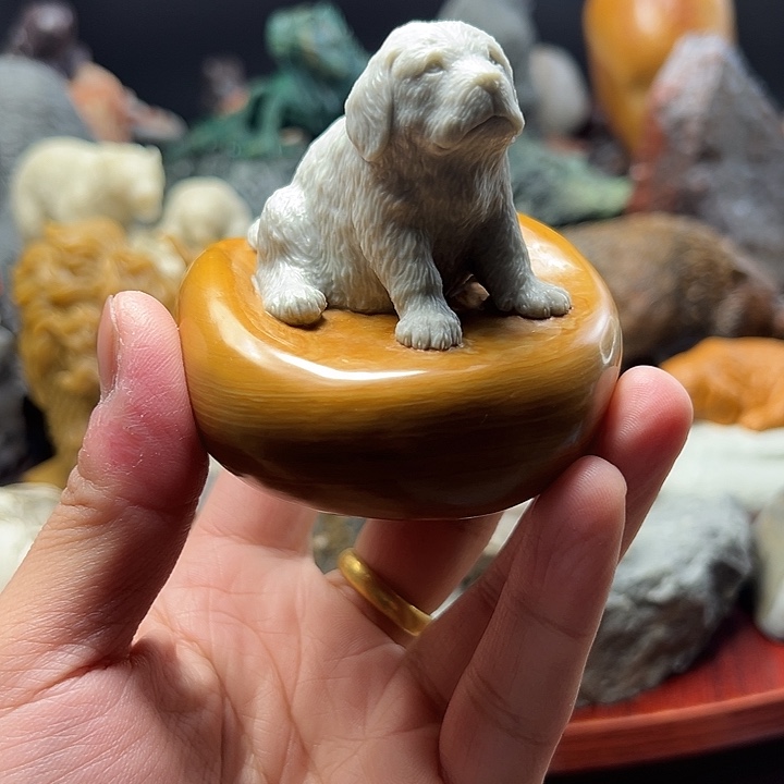 东北石松花石摆件