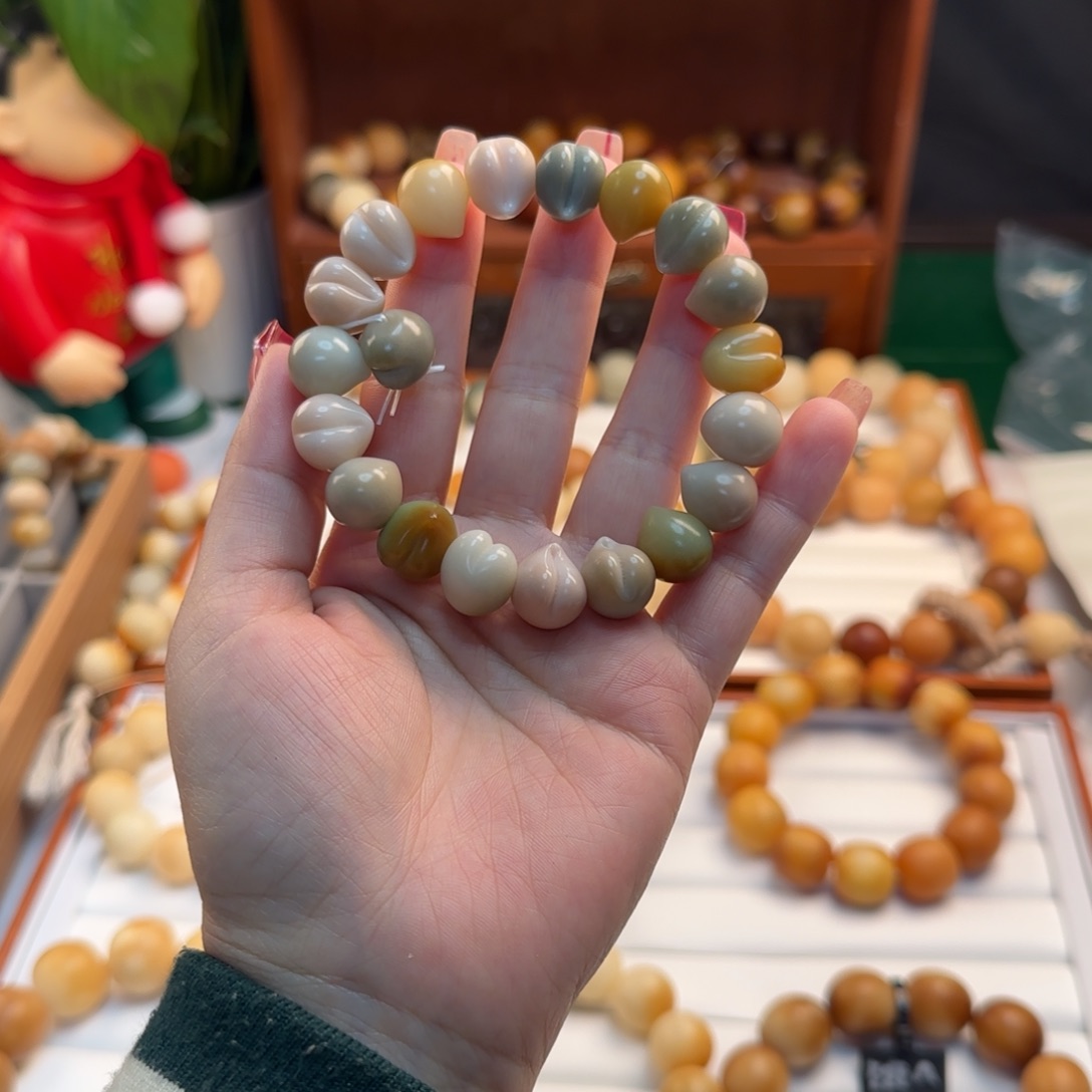 菩提根/象牙果手串卡13水蜜桃全品