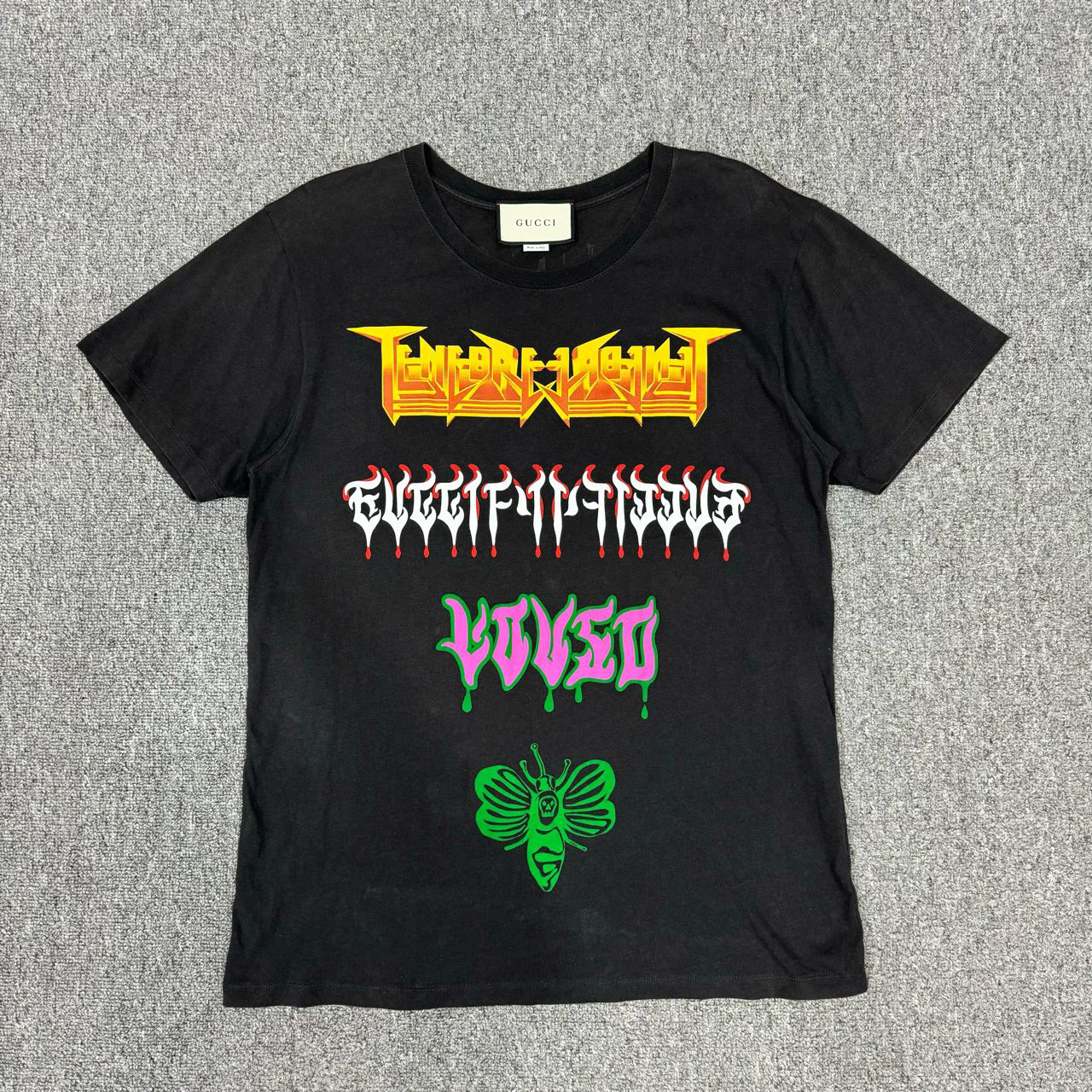 99新 GUCCI/古驰 nz 黑色梵文logo短袖 M码98新 10200521