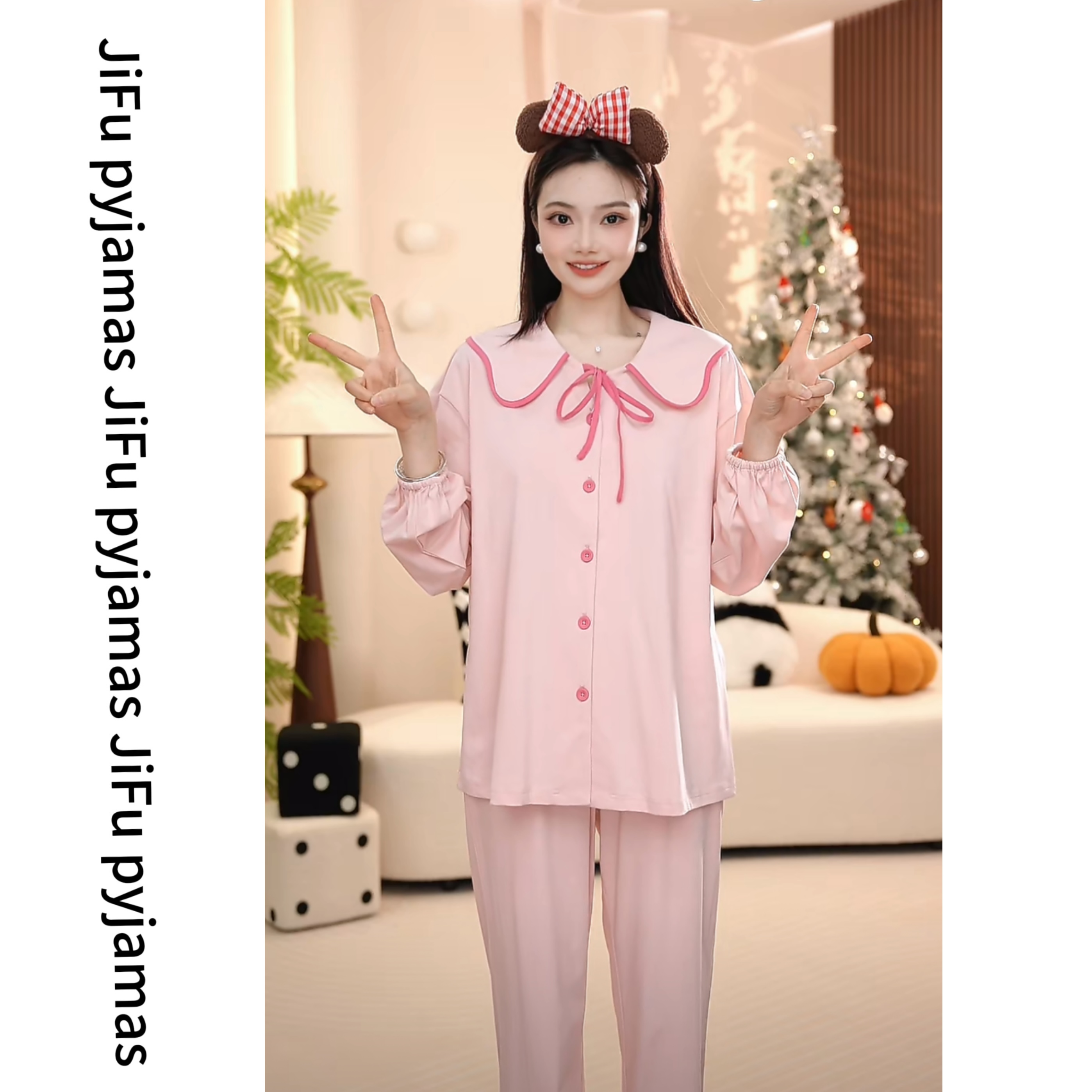 时尚高定纯棉睡衣女长袖家居服显瘦甜美公主少女风宽松