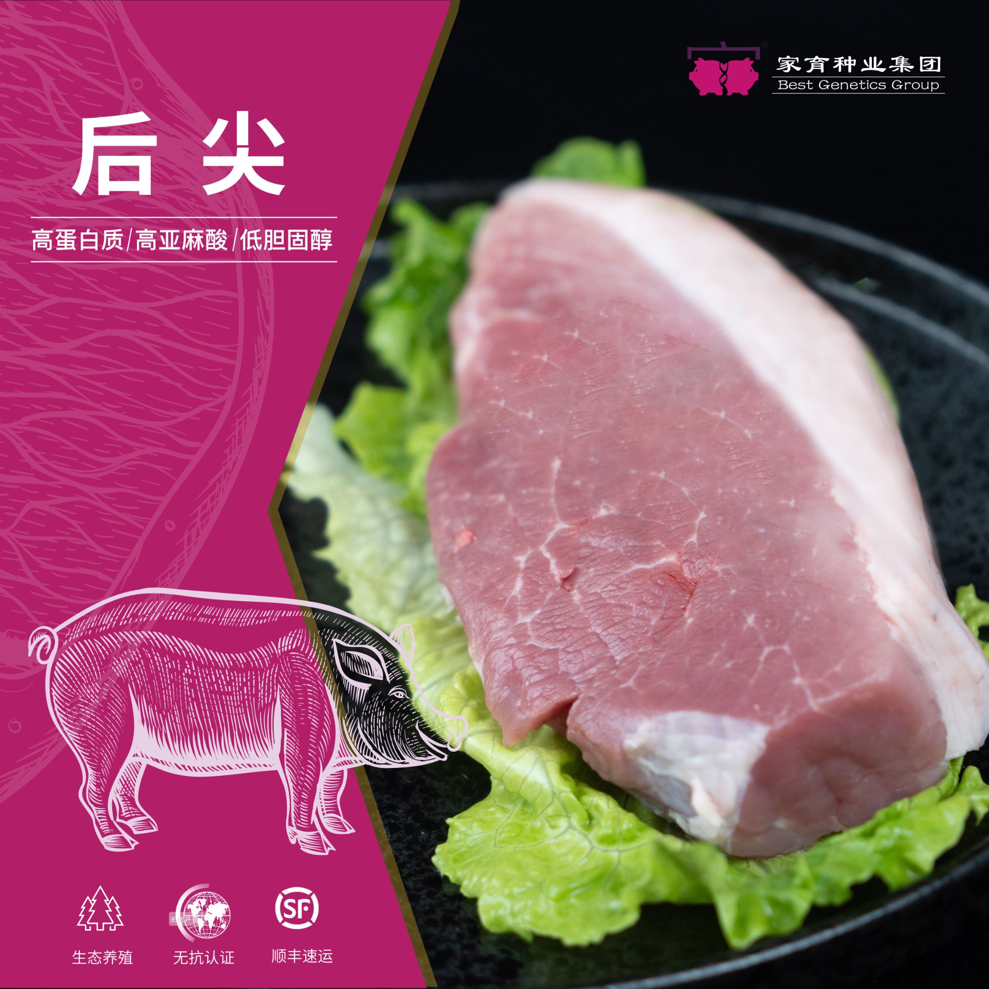 家育小黑豚土猪肉后尖肉后腿肉包邮400g*4
