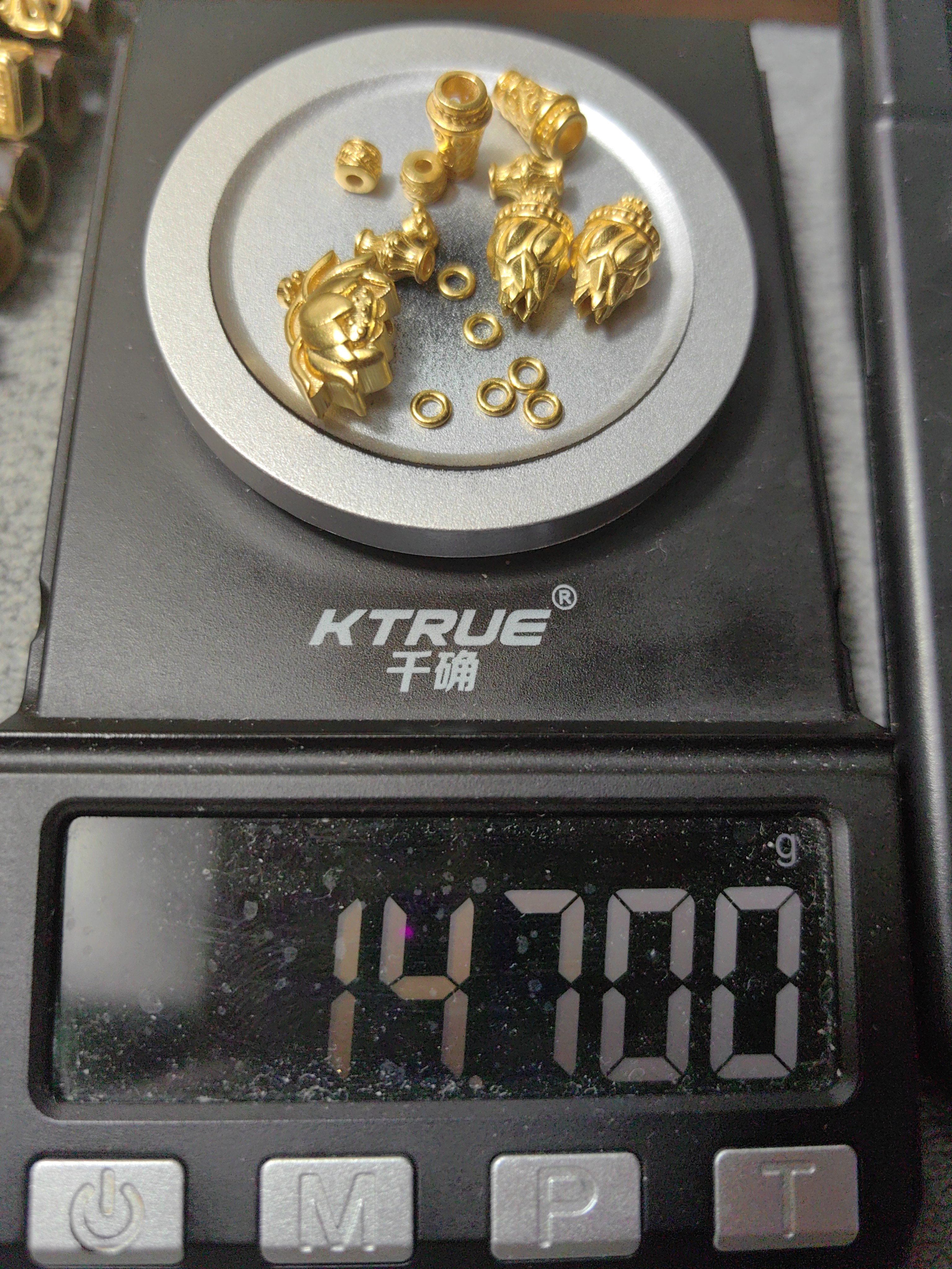 足金999弟子珠莲花背云黄金文玩配饰