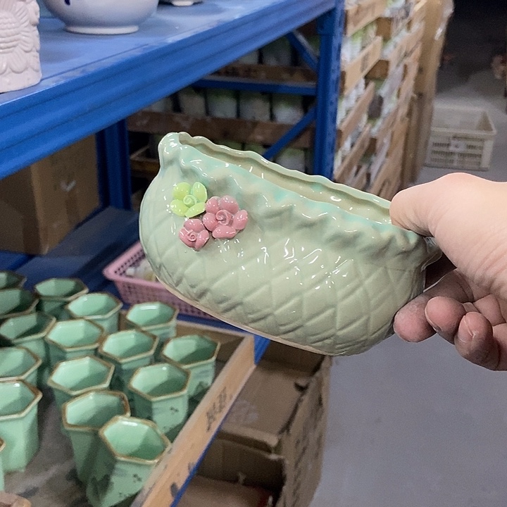 花盆单场满9.9发货14×9.5×6.5瑕疵绿