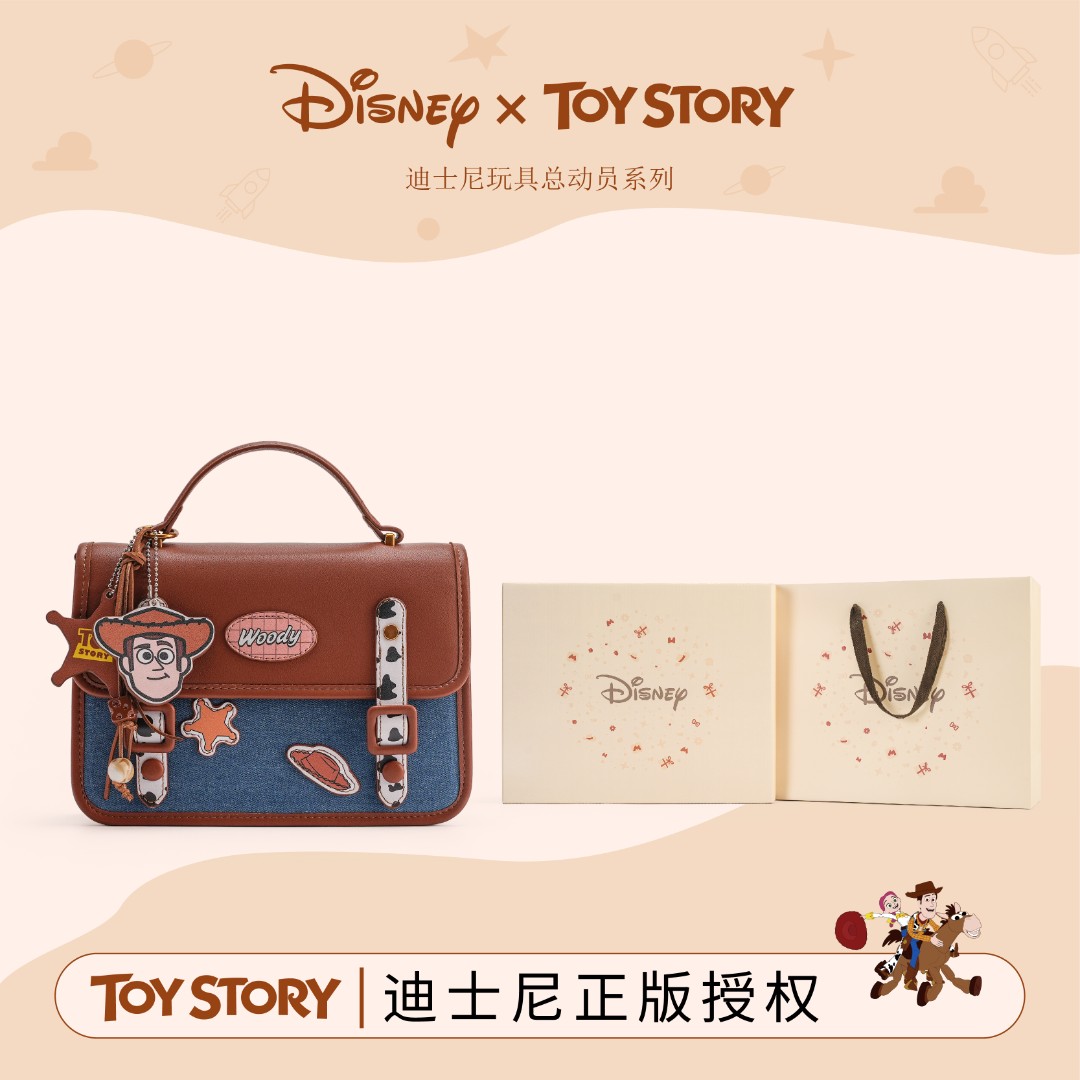 Disney/迪士尼玩具总动员牛仔胡迪复古百搭斜挎包卡通可爱手提包
