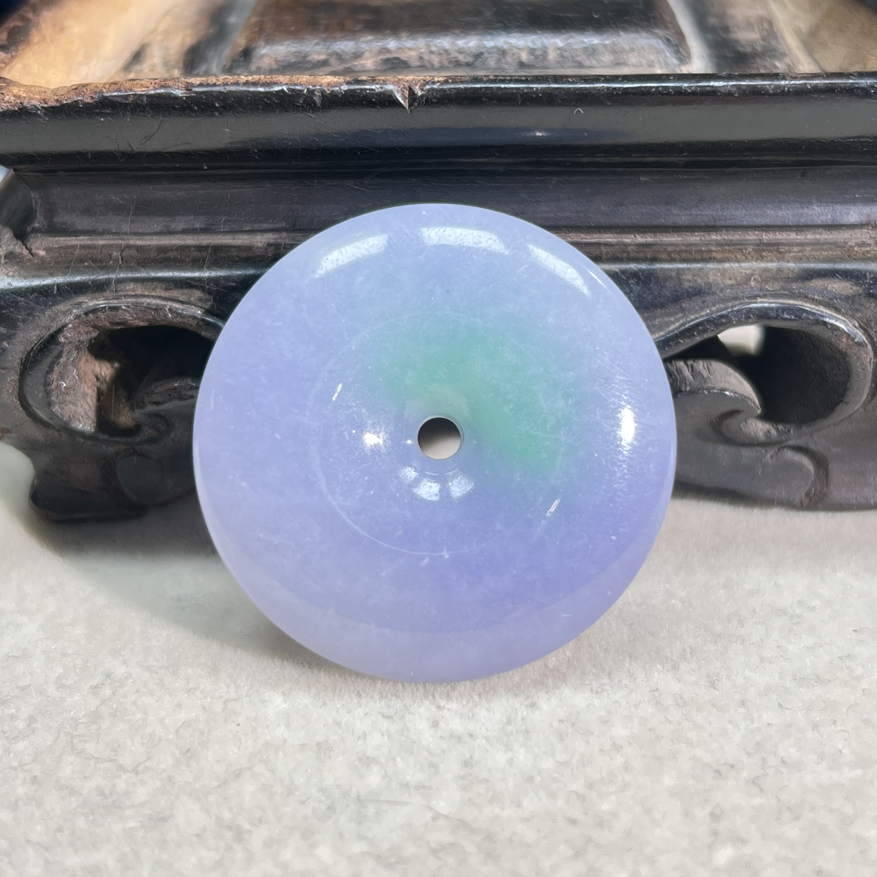 【伟伟鉴定】天然a货翡翠 紫翡飘花 平安扣 吊坠35/7.8时尚百搭饰品