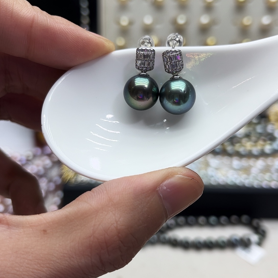 银S925镶嵌耳饰海水珍珠
