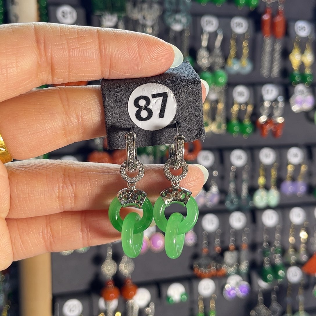 翡翠银S925镶嵌耳饰87