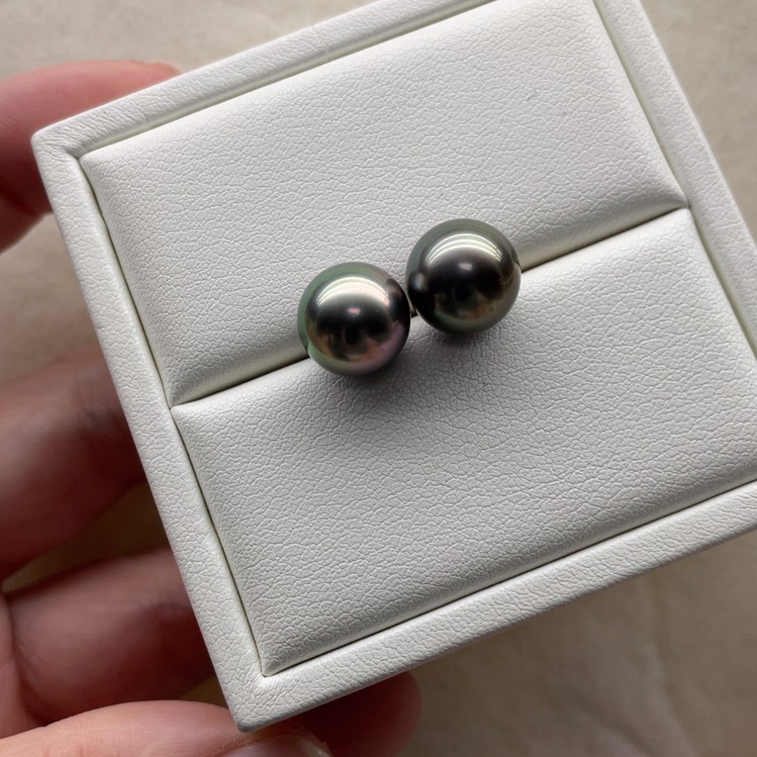 海水珍珠耳饰18K金镶嵌11-12mm