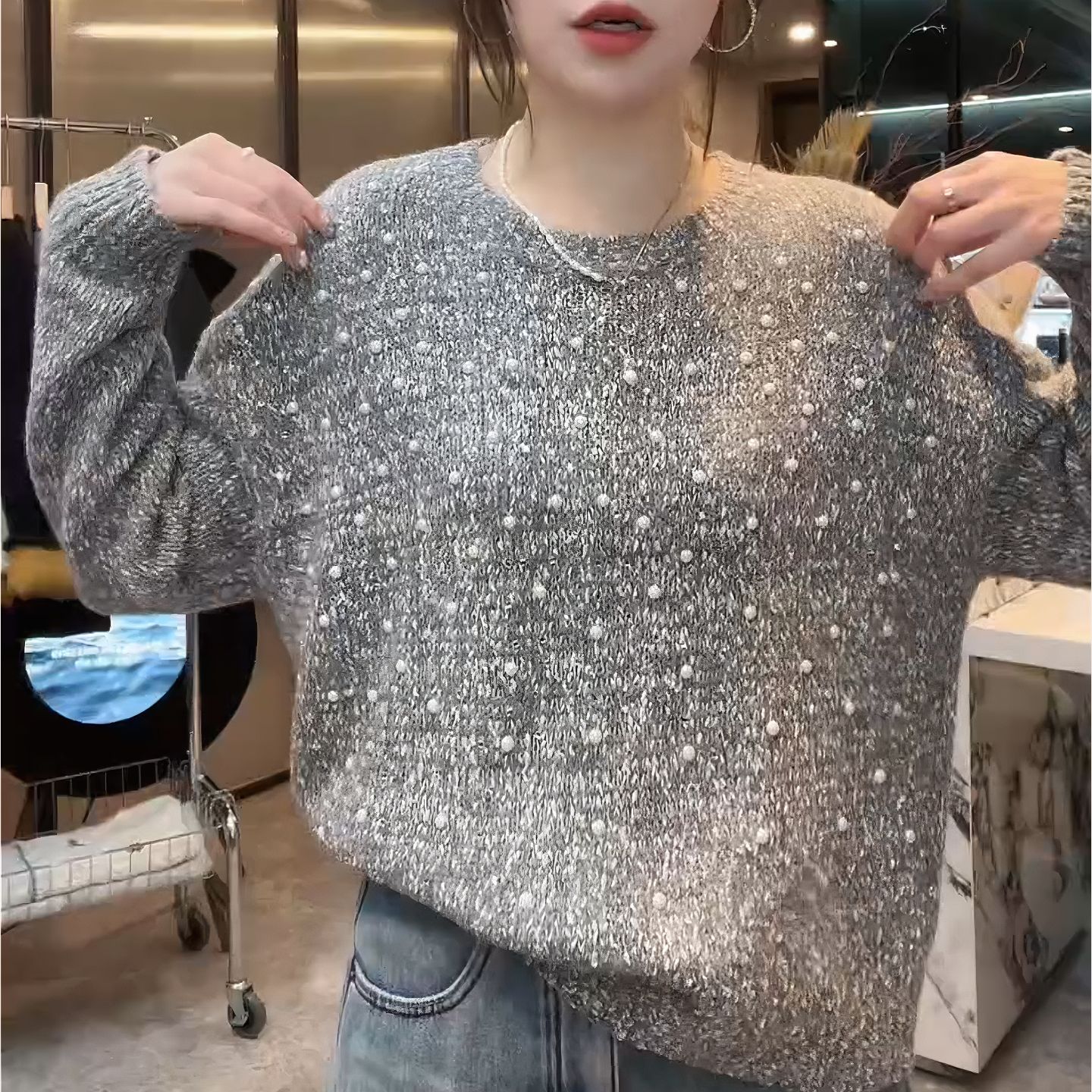 【璀璨星河】毛衣新款宽松上衣洋气时尚秋冬内搭针织衫女LK2509062