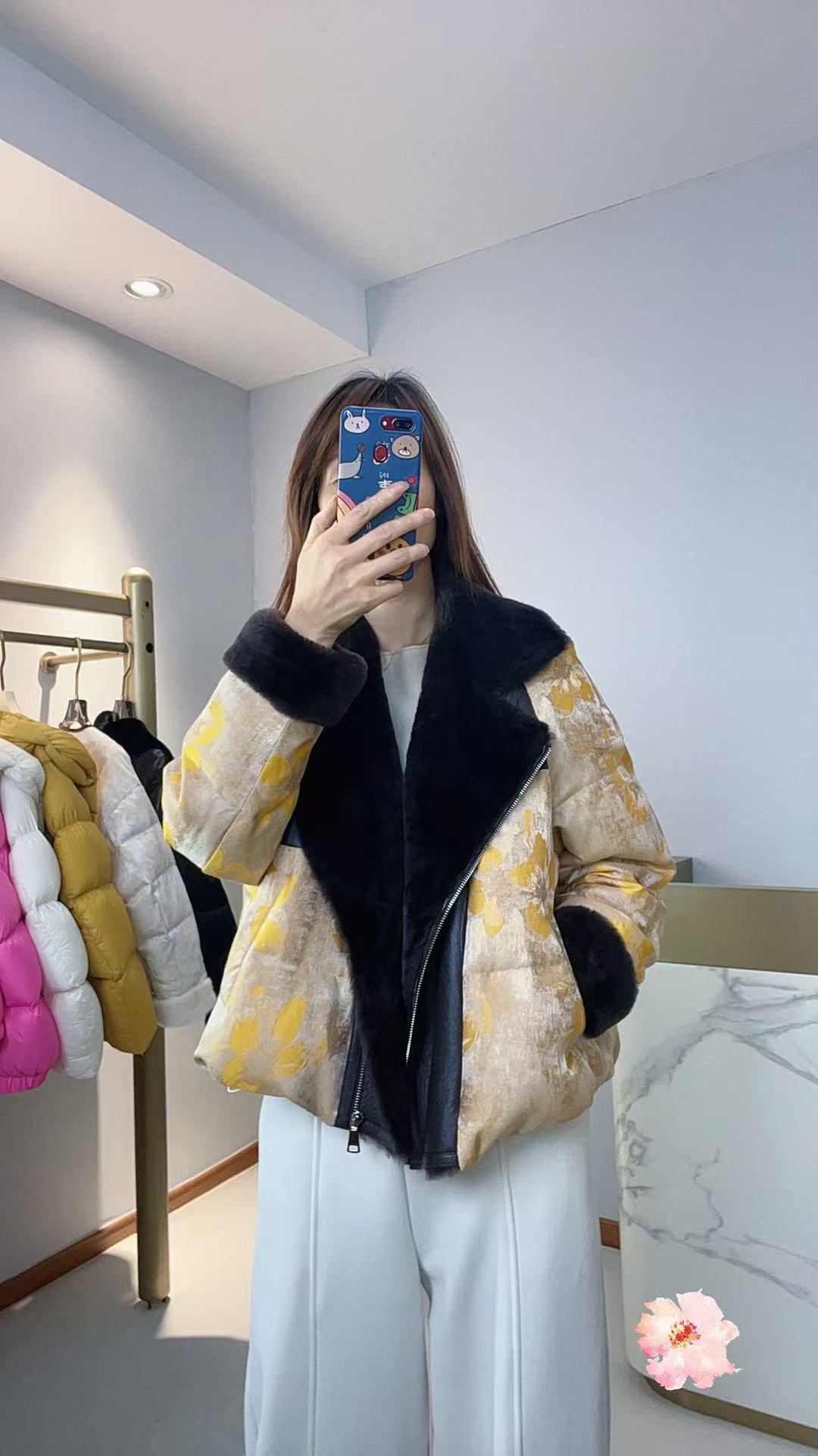 轻奢鹅绒机车服款女装私服设计师毛领时尚轻奢时尚