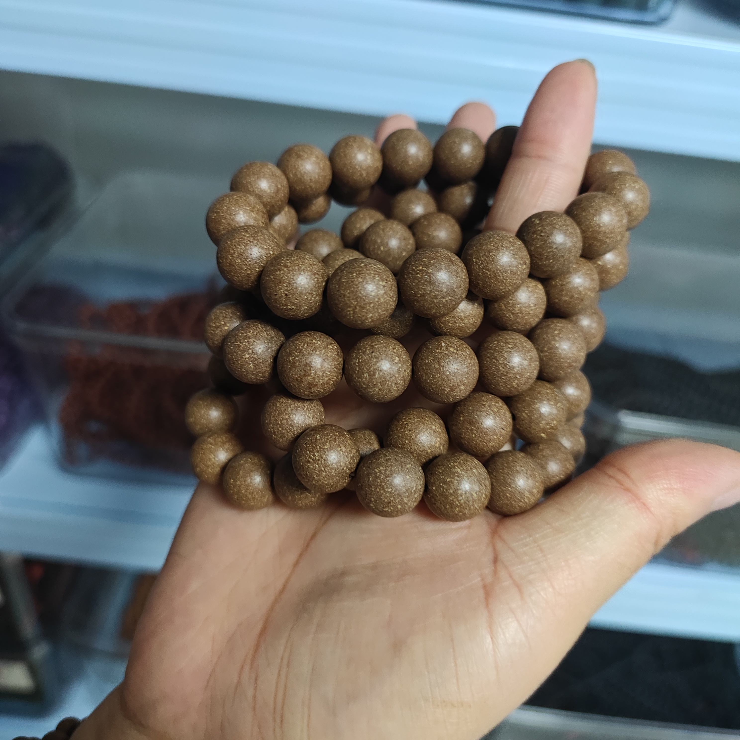 增红提气四物1.2尺寸单圈合香珠 手工香珠