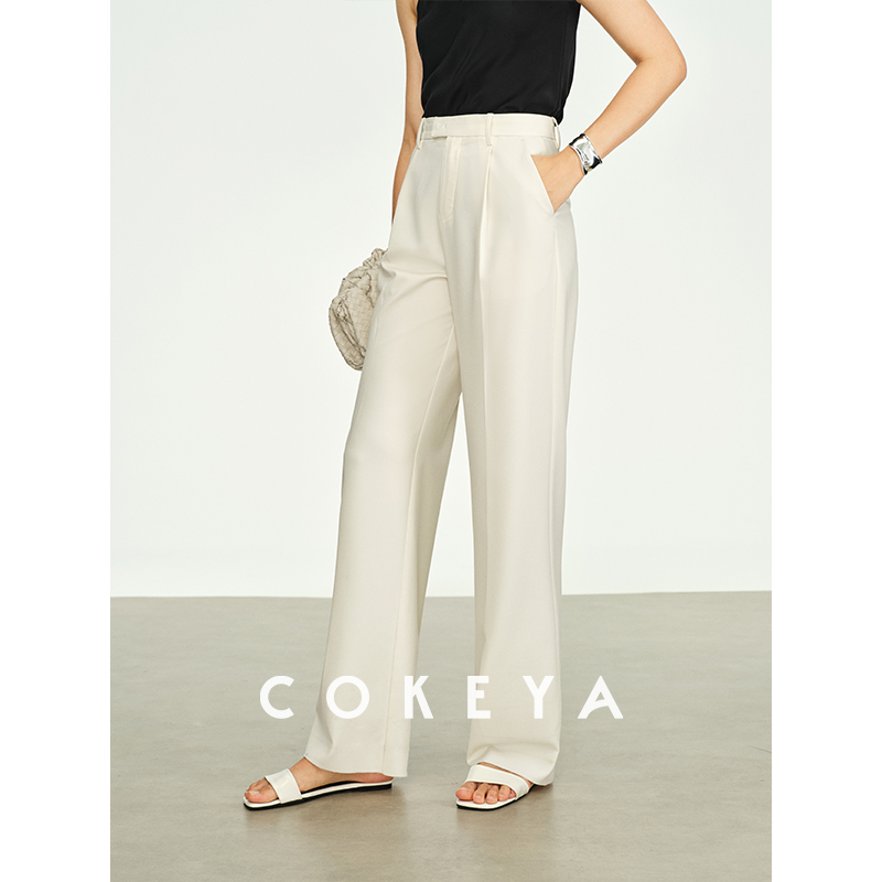 COKEYA/“空气垂感”西裤~高密醋酸莱赛尔透气高腰直筒西裤阔腿裤