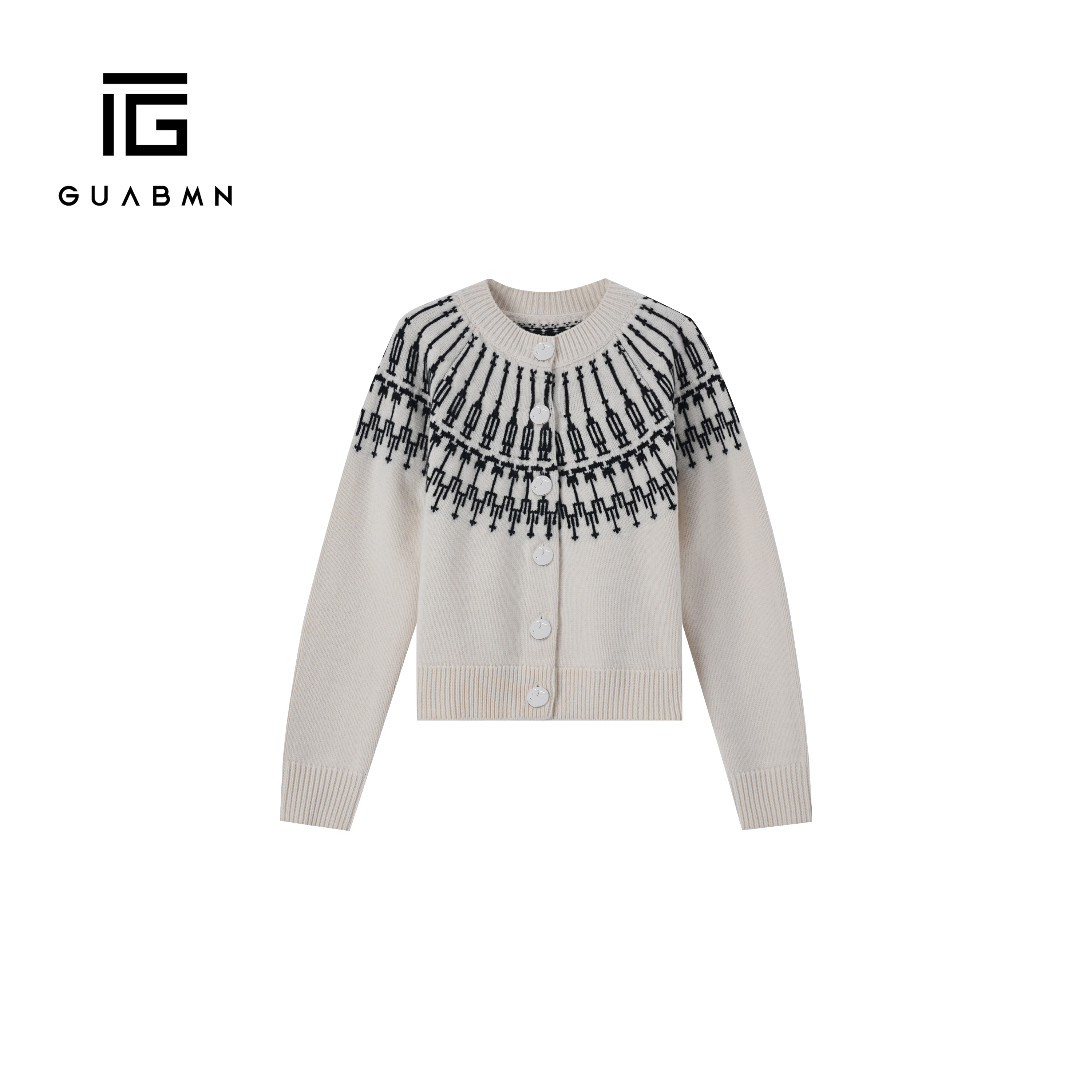 GUABMN2025秋季新款印花圆领短款百搭针织衫开衫3733
