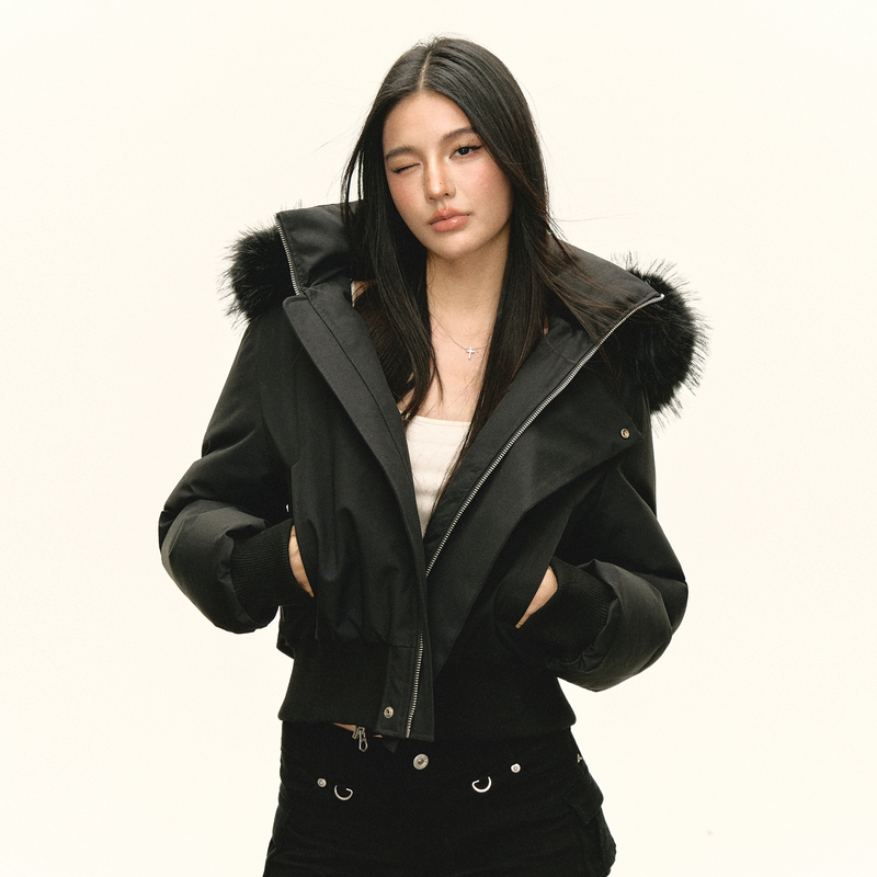 Ariseism 美式复古设计感连帽羽绒服女冬季新款加厚保暖外套