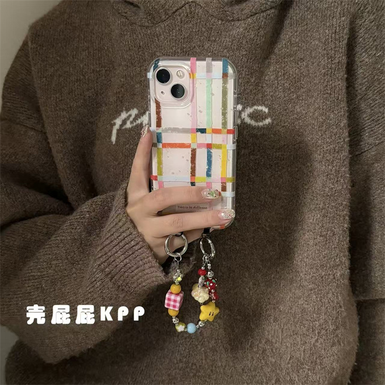 ins个性不规则彩色条纹适用iPhone16promax手机壳15pro手提14pro