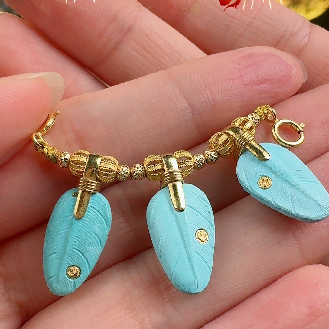 绿松石珠宝奇石18K金镶嵌