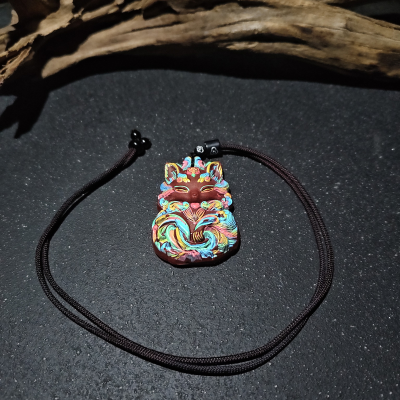 【黑胖珠宝】H1283 彩九尾狐合香吊坠多样性发其一