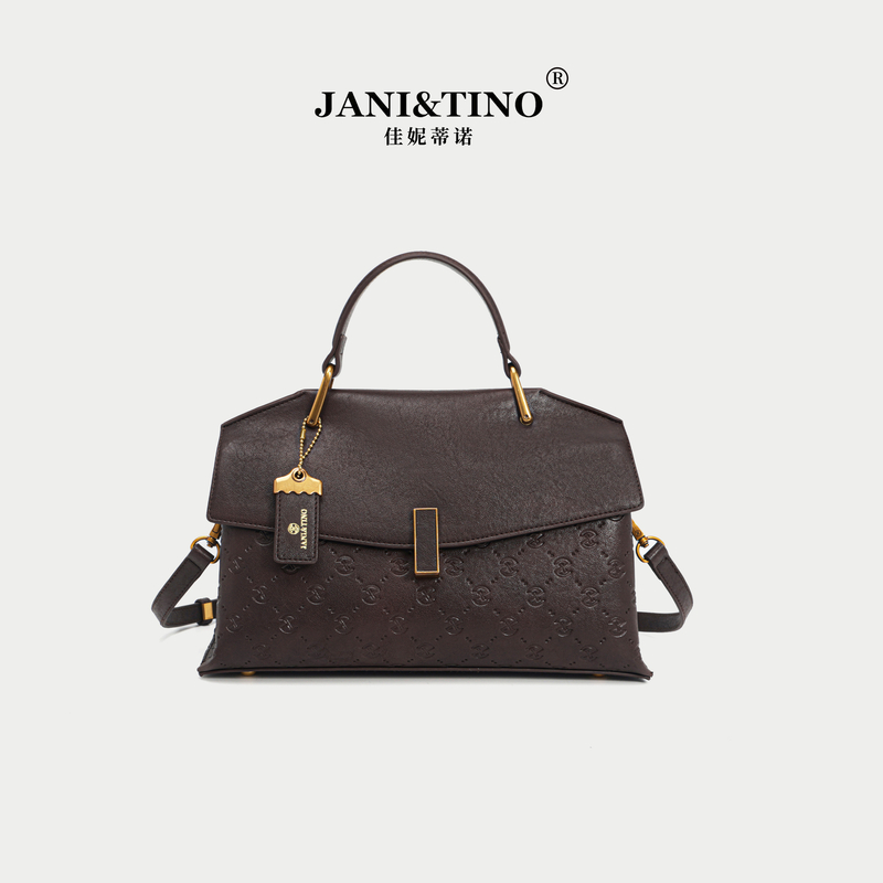 JANITINO/佳妮蒂诺当季新款复古时尚高级感单肩手提包3520咖