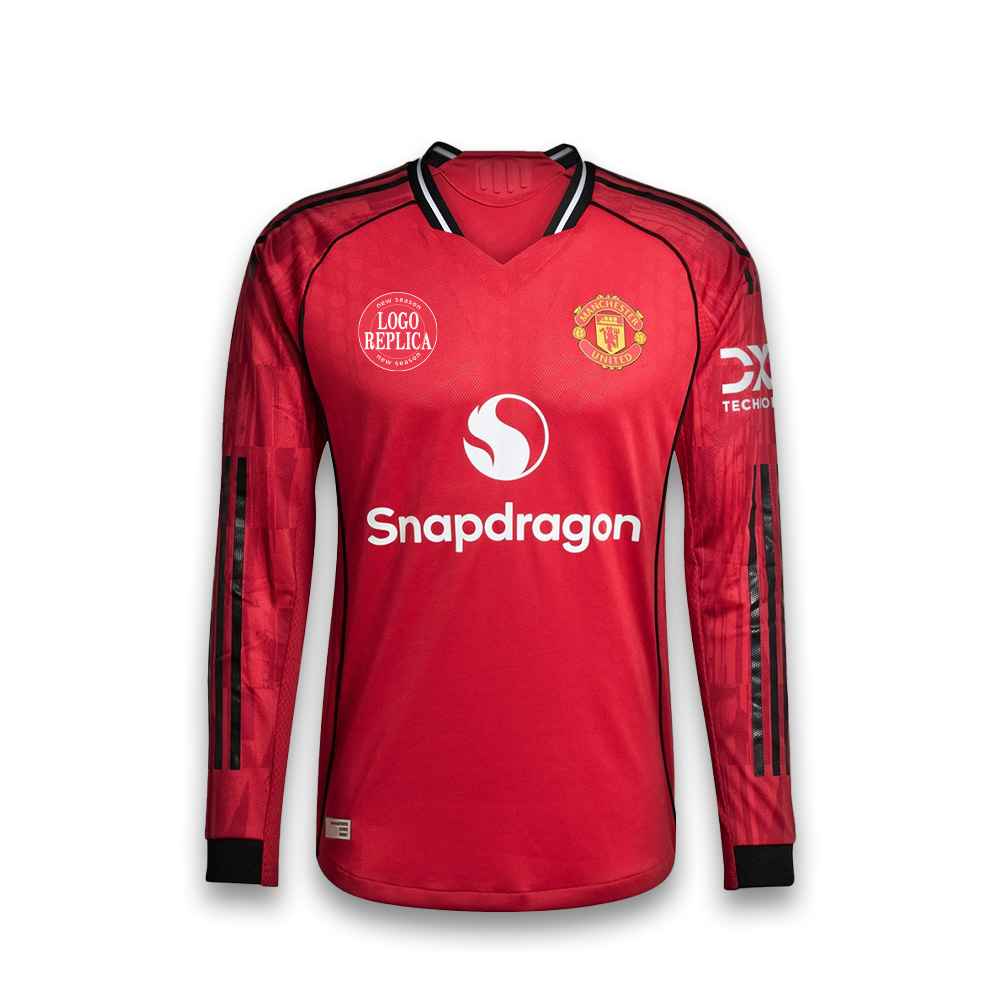 25-26曼联主场长袖球员版二客场定制透气速干足球比赛球迷版球衣