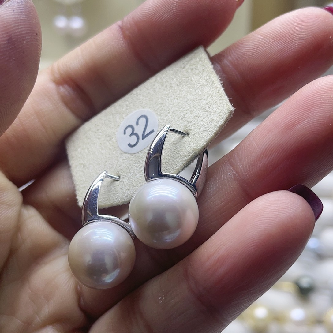 淡水珍珠耳饰银S925镶嵌