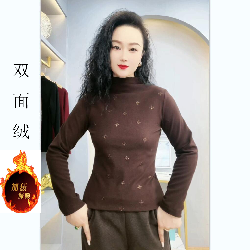 2025冬季半高领洋气保暖小衫女士减龄百搭大码衫长袖时尚休闲修身