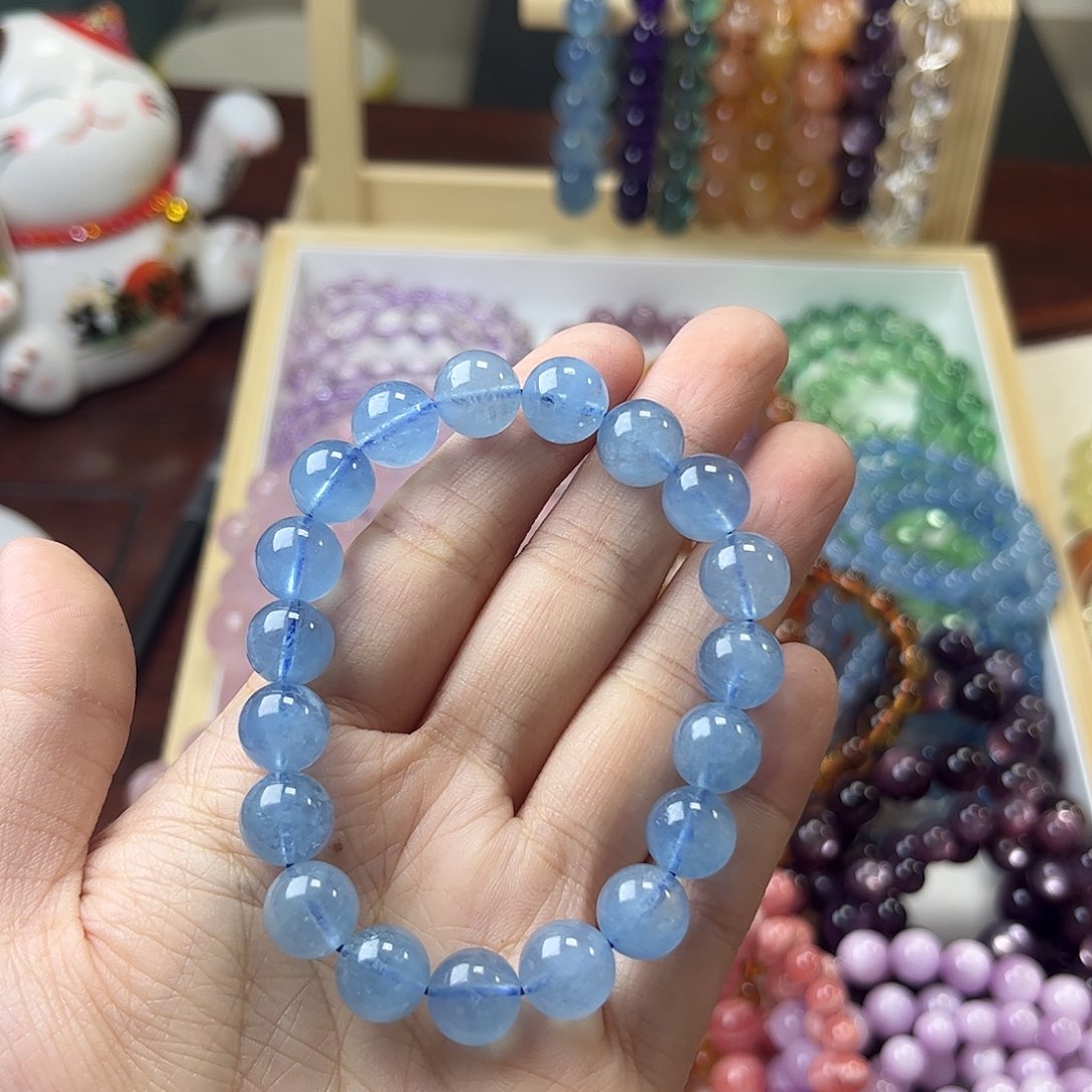 水晶手链未镶嵌百*10mm 海蓝宝 拍两单发一条