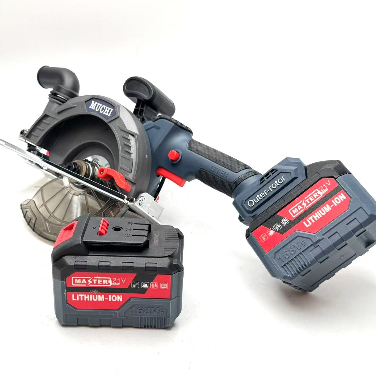 牧驰 新款6.5寸外转子电机15节电池纯铜无刷电圆锯带锯片二电一充