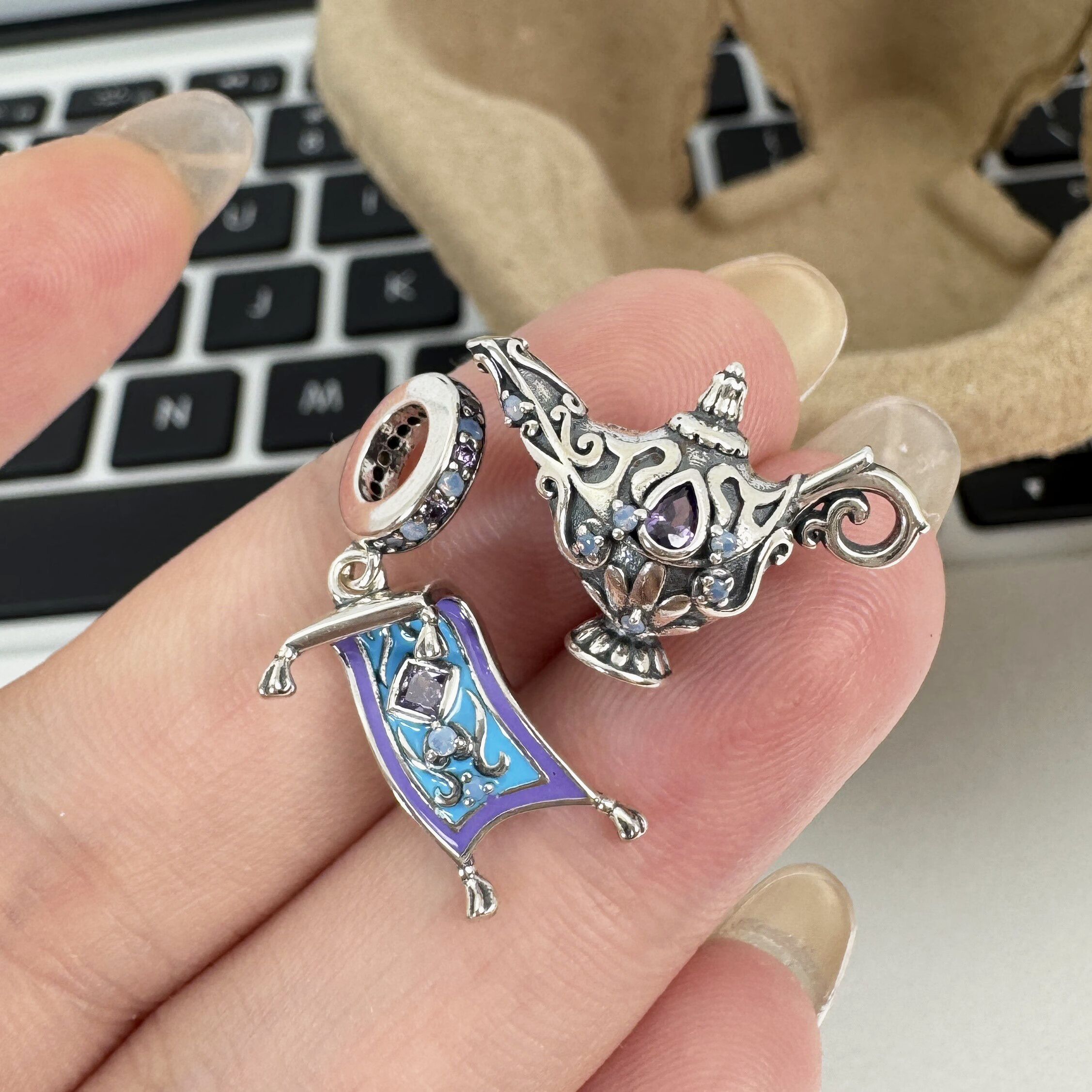 吊坠925银  diy西方神话系列阿拉丁神灯魔毯吊坠复古