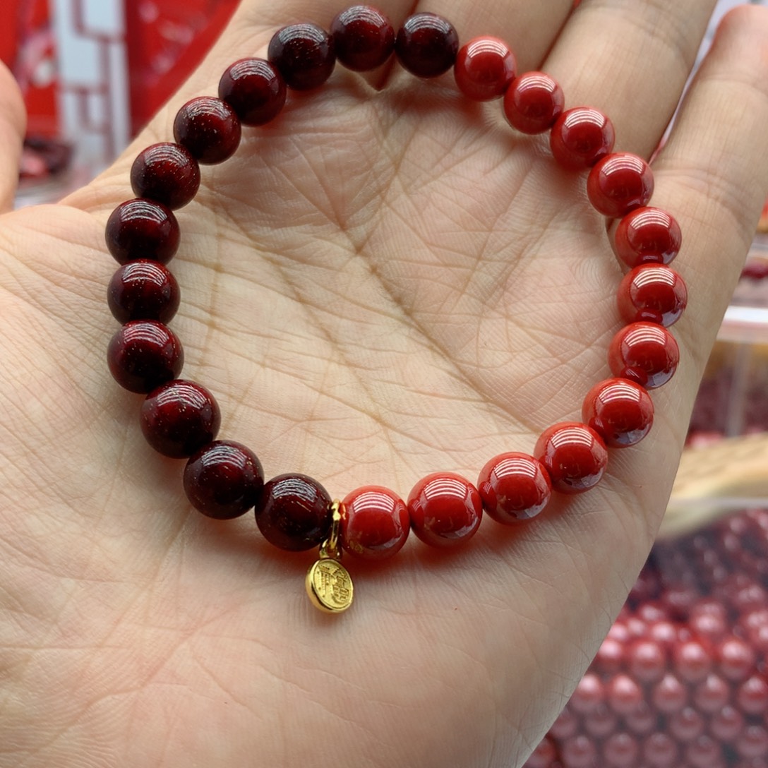 天然辰砂帝王砂小叶紫檀手串