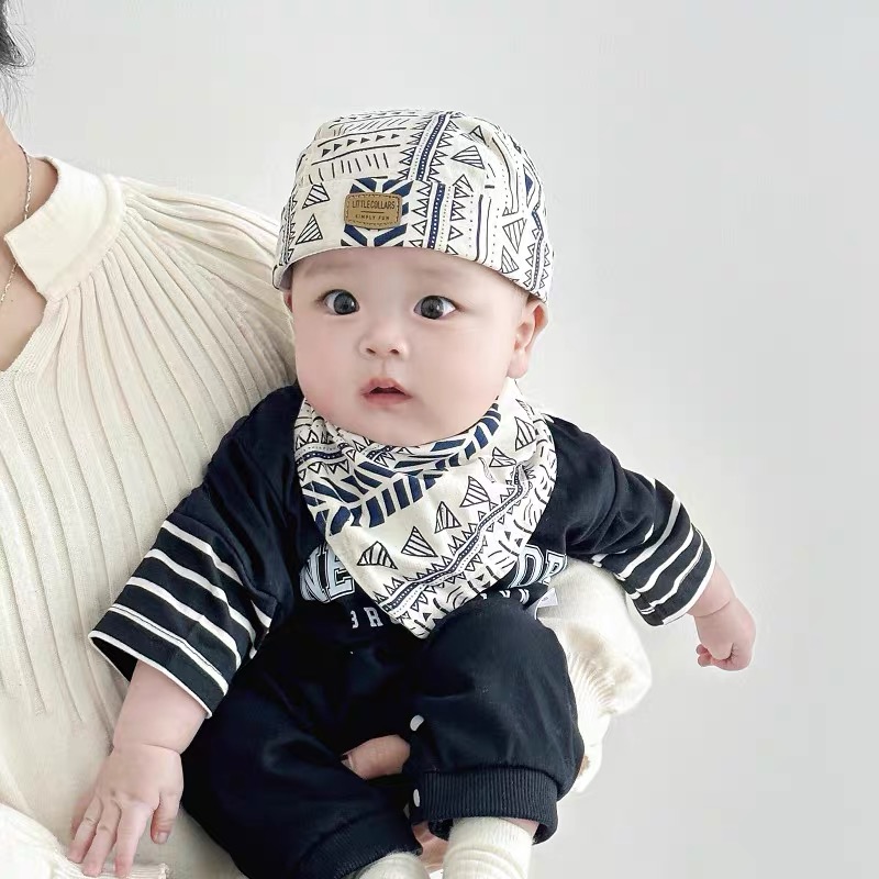 宝宝帽子春秋款男孩海盗帽洋气男宝春季薄款套头帽痞帅婴儿外出帽