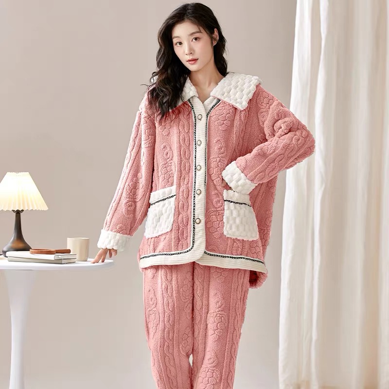 129-虾粉白领冬季套装款号83324