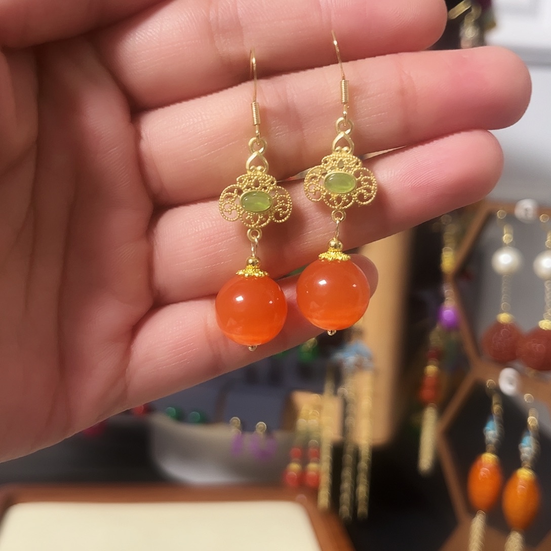 锆石纯铜925银耳饰